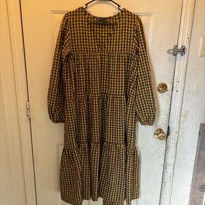 Yellow and black checkered asos dress size us10